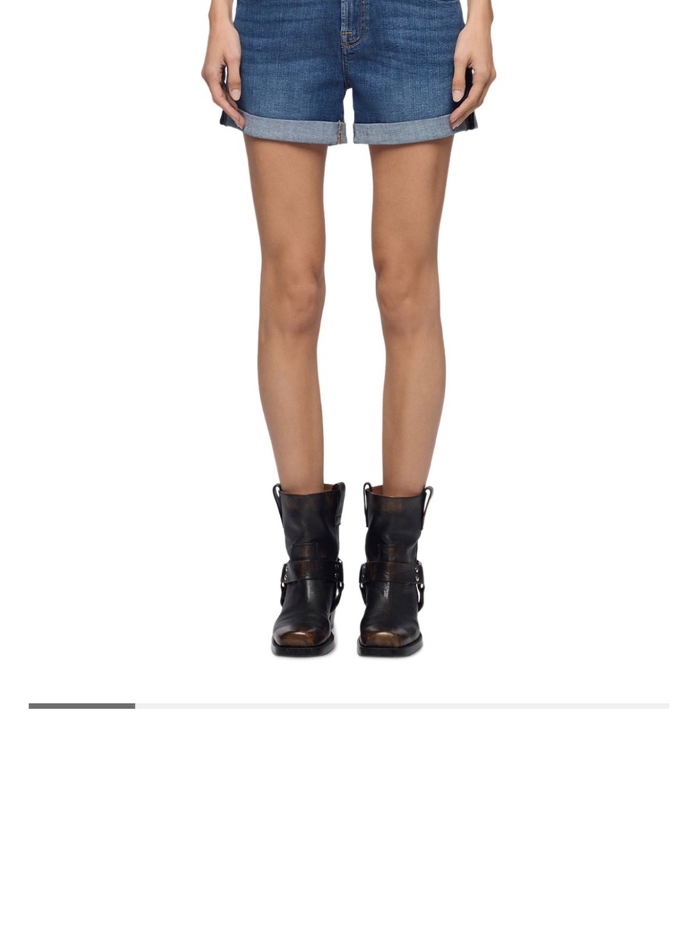 7 For All Mankind Cuffed Mid-Rise Denim Shorts in Blue